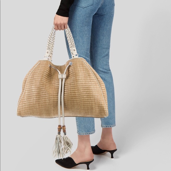 Gucci Handbags - Sold Gucci Raffia Peggy Bamboo Tote